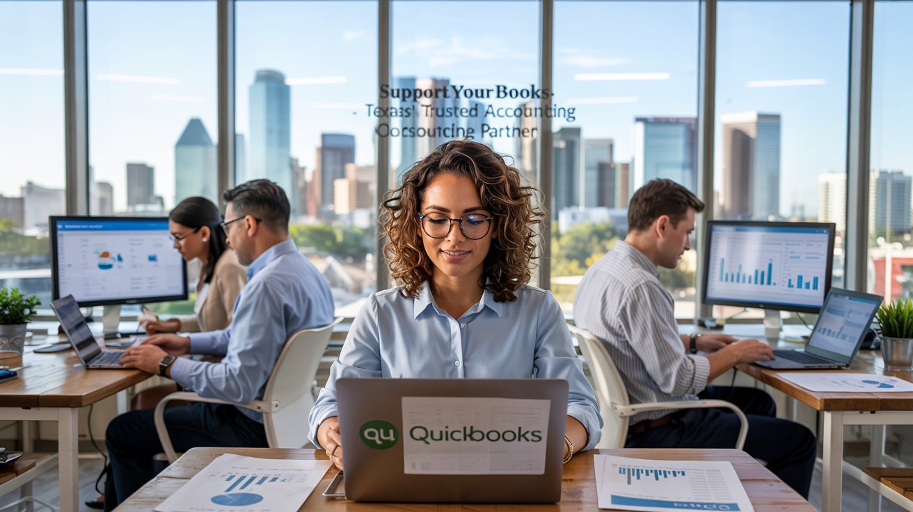 Texas business professionals reviewing financial reports